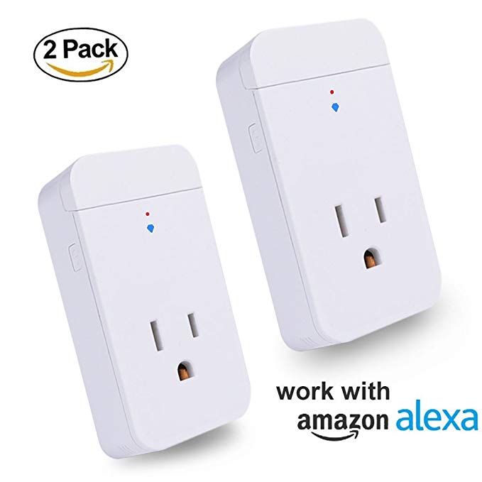 Kekilo Smart Plug (2-Pack) Mini WiFi Smart Socket Wireless Switch Outlet with Timer and App Remote Control Function, Work with Amazon Alexa/Echo, No Hub Required for Intelligent Household Appliances via Smartphones Apps