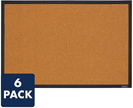 Quartet Corkboards, Framed Bulletin Boards, 2' x 3' Cork Boards, Black Frame, Case of 6 (MWDB2436-BK-CS)