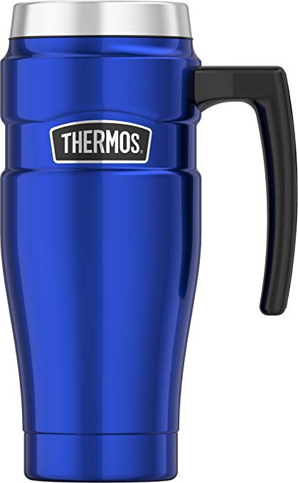 Thermos Stainless King 16 Ounce Travel Mug with Handle, Electric Blue