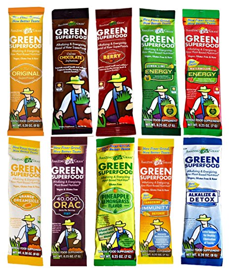 Amazing Grass Green Superfood Packets 10 Flavor Variety (Pack of 10)