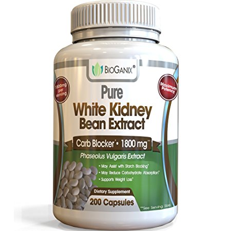 100% Pure White Kidney Bean Extract 1800mg (200 Capsules) Best 2 Phase Carb and Fat Blocker & Starch Intercept Supplement For Weight Loss (More potent than 500mg, 1000mg or 1500mg, Powder or Liquid)