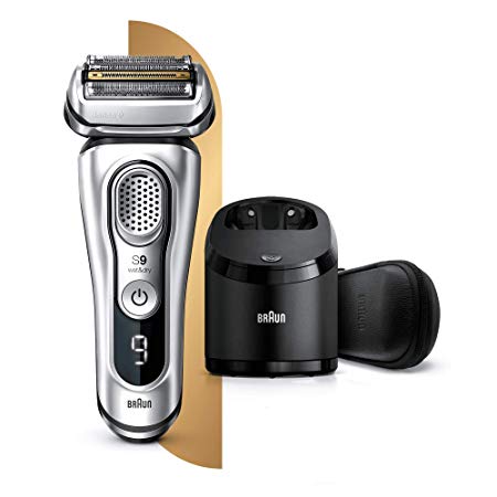 Braun Series 9 9390cc Latest Generation Electric Shaver, Clean and Charge Station, Leather Case, Silver