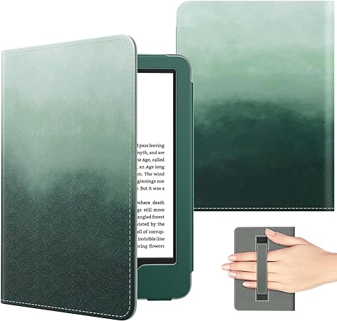 MoKo Case Fits All-New 6" Kindle (11th Generation, 2022 Release)/Kindle (10th Generation, 2019)/Kindle (8th Gen,2016),Ultra Lightweight PU Shell Cover with Auto Wake/Sleep, Pine Green