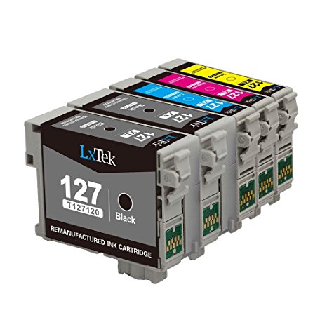 LxTek Remanufactured Ink Cartridge Replacement Set For Epson 127 127XL Extra High Yield (2 Black|1 Cyan|1 Magenta|1 Yellow) 5 Pack Compatible With Stylus NX625 WorkForce 545 WF-3520 WF-7520 845 633