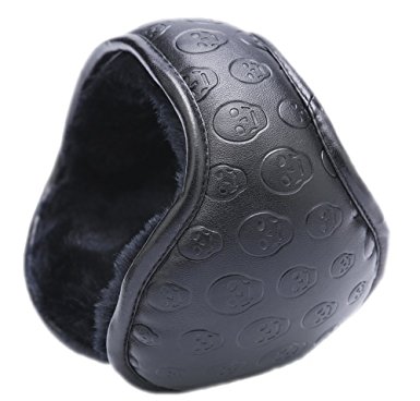 Mraw Unisex Black Skull Pattern Foldable/Adjustable Wrap around Earmuffs
