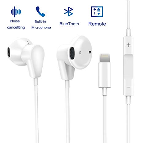 Lightning headphones, DPKIKO Lightning iphone earbuds With Microphone Earphones Stereo Headphones and Noise Isolating headset for Apple iPhone 7/7 Plus/8/8Plus/X