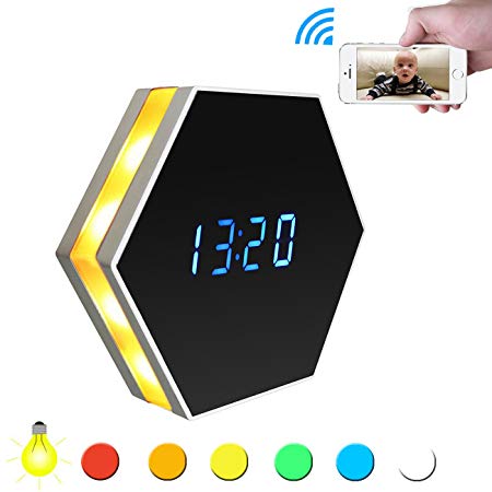 Wireless Security WiFi Mini Camera Clock - Camakt HD 1080P P2P Video Camcorder Nanny Small Camera,Night Vision and Motion Detection,2 Way Talk,180 Degrees,Support IOS/Android/PC