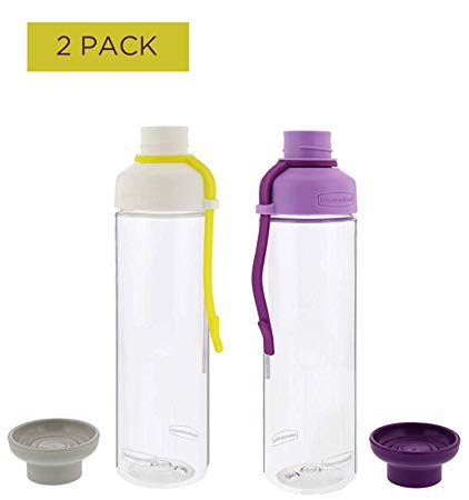 Rubbermaid Water Bottle Set, 2 Pack - 20-Ounce Reusable Water Bottles for On-The-Go Drinking With Convenient Carry Strap - Ideal For Gym and Travel - Twist-Off Cap, Easy Refill, and Dishwasher Safe