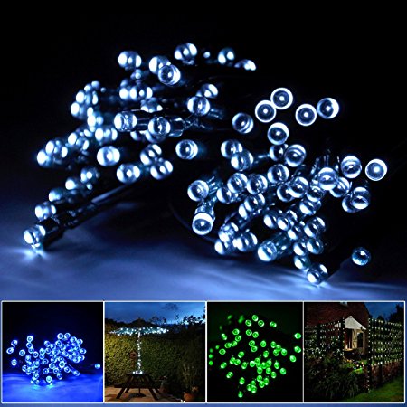Lychee Solar powered string light 55ft 17m 100 LED Solar Fairy light string for Garden,Outdoor,Home,Christmas Party (17m 100Leds, White)