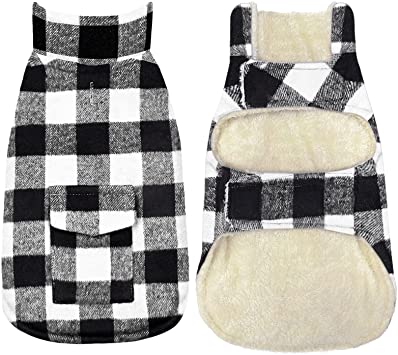 Malier Dog Winter Coat, Classic Plaid Windproof Dog Warm Coat Dog Snow Jacket with Pocket, Cold Weather Dog Winter Clothes Dog Apparel for Small Medium and Large Dogs