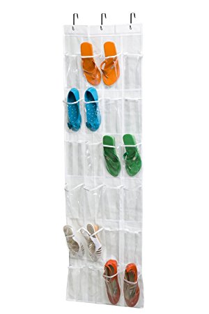 WOMUL 24-Pocket Over The Door Shoe Organizer Hanging Bag Shoe Rack Storage (WHITE)