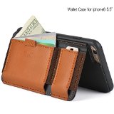 iPhone 6S plus leather Case - Wallet Case for iPhone 66S Plus 55 by ZVE Ultra Slim Protective Apple iPhone 6 Plus Case 55 Inch Slim Leather Wallet Cover with Stand Feature and Credit Card ID Holders for iPhone 6 Plus 55 Credit Card Carrying Case Brown
