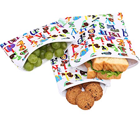 Wegreeco Reusable Snack Bags, (Set of 3) - Animal Alphabet
