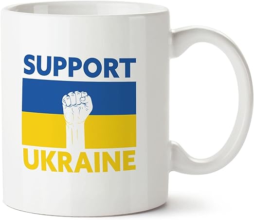 Bang Tidy Clothing Ukraine Flag Mug - Ukrainian Mugs for Women Men - Ceramic Mug for Tea Coffee Hot Cold Drinks - Gift Boxed - Fist - Support Ukraine Flag