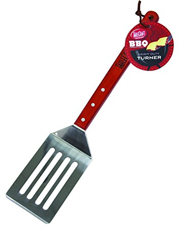 TableCraft BBQS BBQ Stainless Steel Long Handled Turner with Wood Handle, 19-Inch, Silver