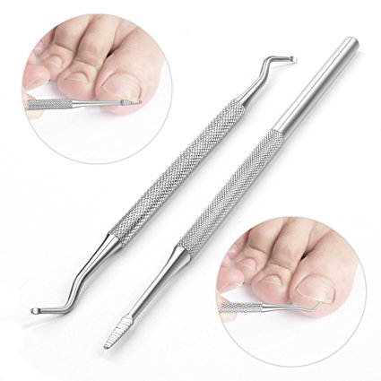 Ingrown Toenail File and Spoon Nail Cleaner Set Stainless Steel Toe Cleaner Tool for Salon Home Use Lifter Double Side Manicure Nail File Kit Foot Care