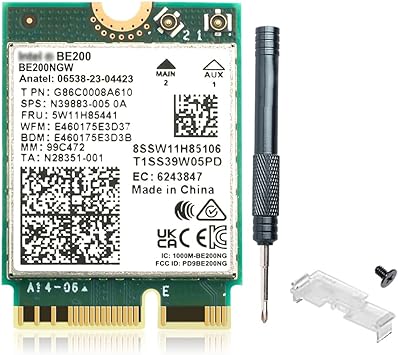 WiFi 7 BE200 BE200NGW M.2 WiFi Card BT5.4 802.11BE Tri-Band 8774Mbps NGFF WiFi 7 Wireless Network Laptop New WiFi 7 Adapter for PC Windows11/10(Not Support All AMD Motherboards)