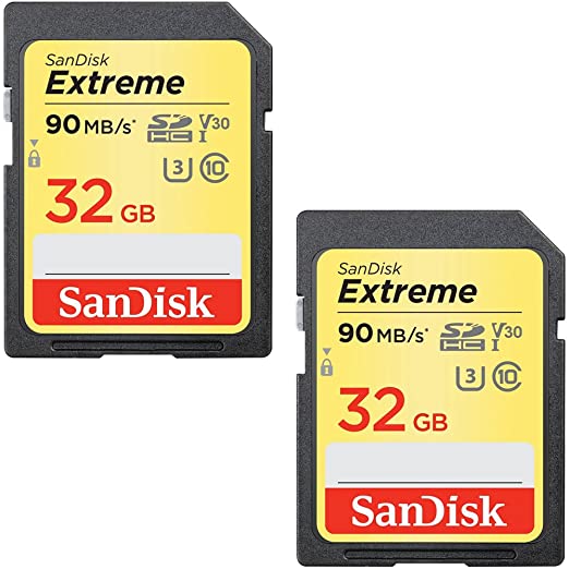 2 Pack of Sandisk 32GB Extreme SD Memory UHS-I Card w/ 90/40MB/s Read/Write (SDSDXVE-032G-ANCIN)