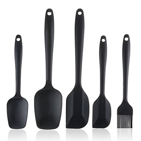 Silicone Spatula,Xpatee 5-pieces Non-Stick Silicone Spatula Heat Resistant Flexible Rubber Spatula Scraper (Black)