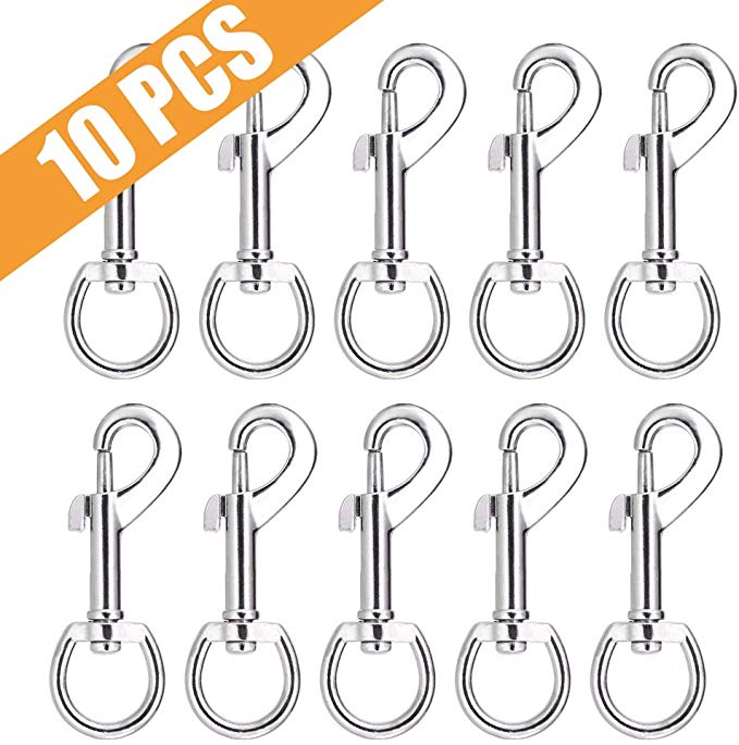 Swivel Snap Hooks, Lucky Goddness 10pcs Metal Heavy Duty Eye Clasp Multipurpose- Best for Spring Pet Buckle, Key Chain for Linking Dog Leash Collar, DIY Project