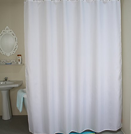 Ufriday Polyester Fabric Shower Curtain Liner Mildew-Free and Water-Repellent with Rust Proof Metal Grommets, Solid White Bath Curtain X Long Durable and Strong, 72 x 78-inch