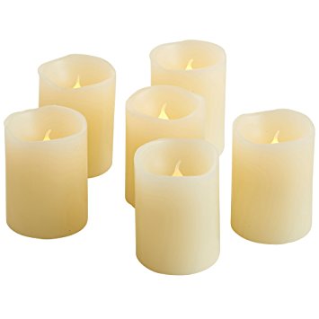 VonHaus 6 x Blow Out LED Flameless Candles - Real Wax, Battery Operated, Ivory Colored Electric Candles