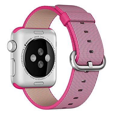 Apple Nylon Watchbands-Valuebuybuy Sports Royal Woven Nylon Wrist Band Strap Bracelet For 38mm Apple Watch Fits 129-195mm wrists-Pink