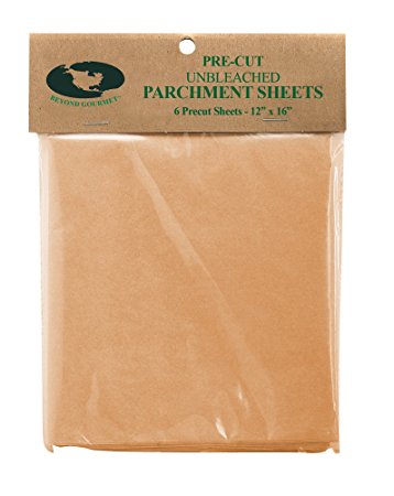 Beyond Gourmet Pre-Cut Half-Size Non-Stick Parchment Paper (6 Sheets), Made in America, 12" x 16"