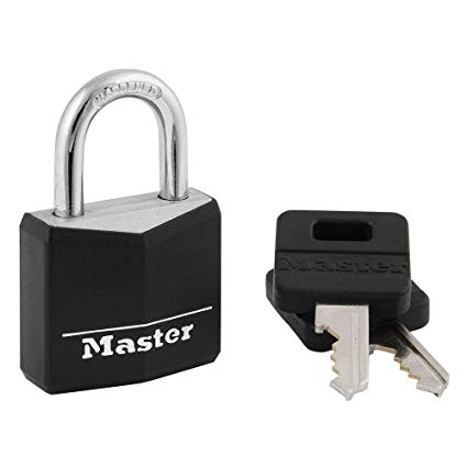 Master Lock 131D Covered Aluminum Keyed Padlock, 1-3/16 in. Wide with 5/8 in. Long Shackle, Black