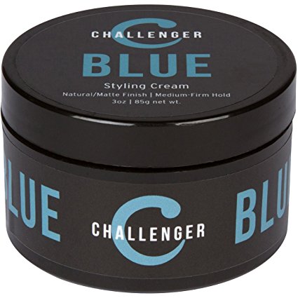 Matte Styling Cream Pomade - 85g Challenger Blue - Medium-Firm Hold - Water Based, Clean & Subtle Scent, Travel Friendly. Hair Wax, Fiber, Clay, Paste All In One