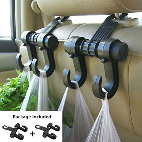 2 PCS Car hooks Vehicle Back Seat Hidden Headrest Hanger, Universal Holder for Purse Handbag Grocery Shopping Bag Cloth Coat (2 Pack)