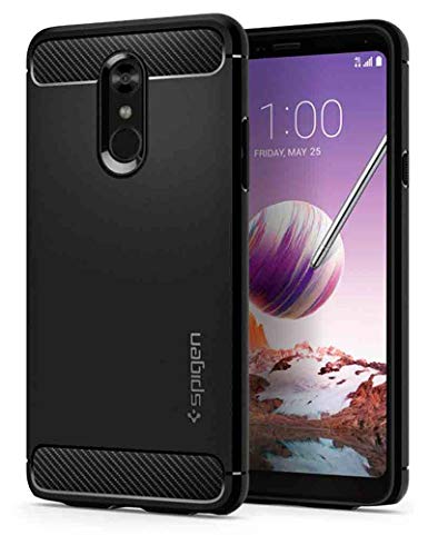 Spigen Rugged Armor LG Stylo 4 Phone Case/LG Stylo 4 Case/Q Stylus Case/LG Stylo 4 Case with Flexible and Durable Shock Absorption with Carbon Fiber Design for LG Stylo 4 (2018) - Black