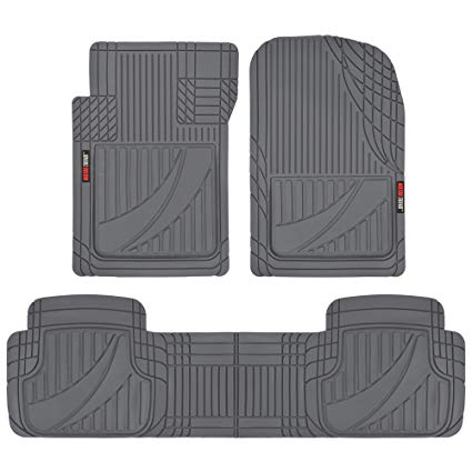 Motor Trend OF-793-GR FlexTough Advanced Performance Mats-3pc Rubber Floor Mats for Car SUV Auto All Weather Plus-2 Front & Rear Liner (Gray)