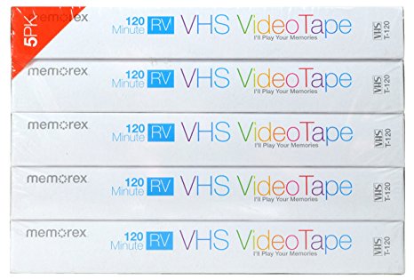 Memorex T-120 120 Minute RV VHS Video Tape (5 Pack)