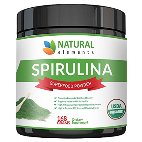 USDA Organic Spirulina Powder - Highest Quality Of Blue Green Algae From California & Hawaii – 100% Vegetarian & Vegan, Non-GMO, Non-Irradiated, & Gluten Free – The Best Green Superfood For Smoothies!