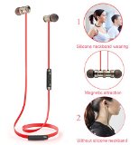 Bluetooth Earbuds Wireless Neckband Bluetooth Headset Sweatproof V41 APT-X Noise Reducing Headphones Earphones with Microphone and Stereo for Sport Running with Magnetic Attraction for iPhone-Red