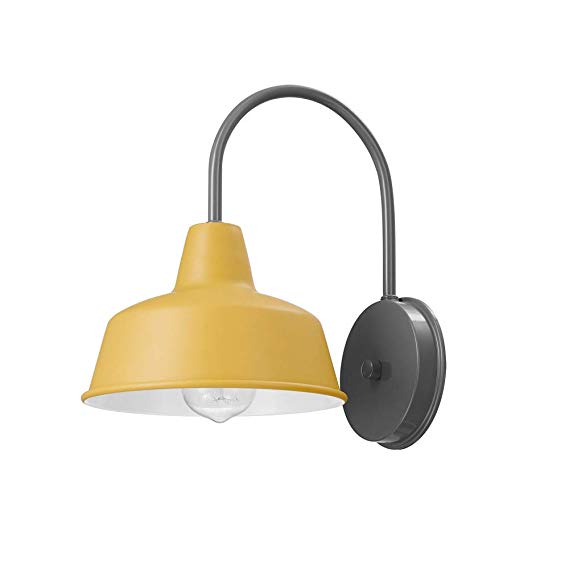 Novogratz x Globe Arthur 12" Outdoor Wall Sconce, Graphite Arm, Yellow Shade 44396