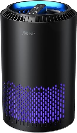 Air Purifiers for Home, H13 HEPA Air Purifiers Air Cleaner For Smoke Pollen Dander Hair Smell Portable Air Purifier with Sleep Mode Speed Control For Bedroom Office Living Room Kitchen, MK01- Black