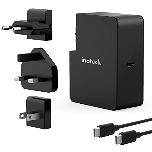 Inateck 45W USB C Charger PD Charger with US UK EU Travel Adapter and 2M USB C Cable for MacBook 12", MacBook Pro, iPad Pro, Chromebook Pixel, Xiaomi Air, Nintendo Switch, iPhone X/8/8 , Samsung S8