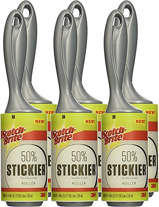 Scotch-Brite 50% Stickier Lint Roller, 6-Rollers, 48-Sheets/Roller (288 Sheets Total)