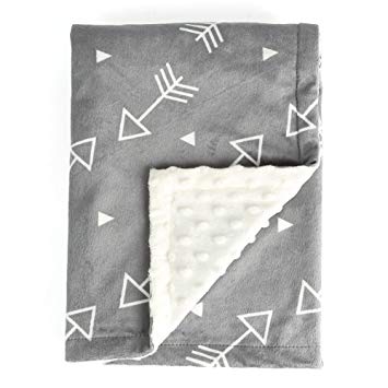 Boritar Blanket Throw Super Soft Minky with Double Layer Dotted Backing, Little Grey Arrows Printed 50"x60"