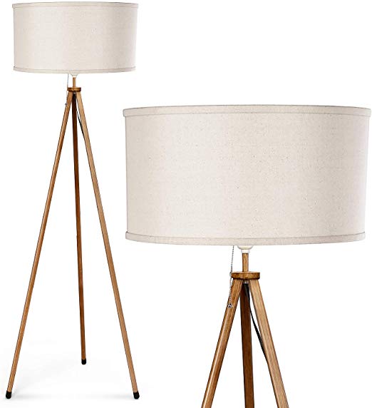 Tripod Floor Lamp - Albrillo Modern Standing Reading Lamp with E26 Lamp Base for Living Room Bedroom Office, Beige Shade