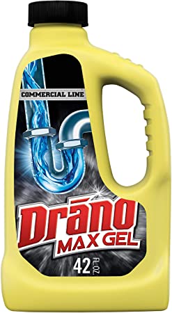 Drano Max Gel Dain Clog Remover and Cleaner for Shower or Sink Drains, Unclogs and Removes Hair, Soap Scum, Bloackages, Commercial Line, 42 oz