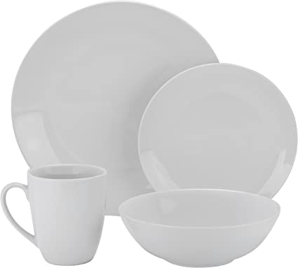 10 Strawberry Street Simply Coupe 16 Piece Dinnerware Set, White - SM-1600-CP-SW