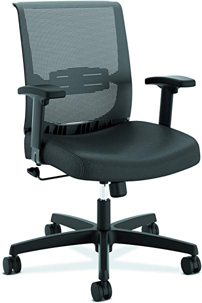 HON The Company HONCMS1AUR10 Convergence Task Computer Chair for Office Desk, Black Vinyl (HCT1MM), Swivel-Tilt