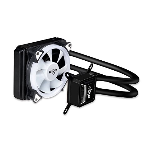 Liquid CPU Cooler, Aigo All-In-One Water Cooling System High Performance Adjustable 120mm PWM Fan with White LED Light for Intel/AMD, AM4 Available