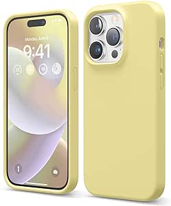 elago Compatible with iPhone 14 Pro Case, Liquid Silicone Case, Full Body Protective Cover, Shockproof, Slim Phone Case, Anti-Scratch Soft Microfiber Lining, 6.1 inch (Yellow)