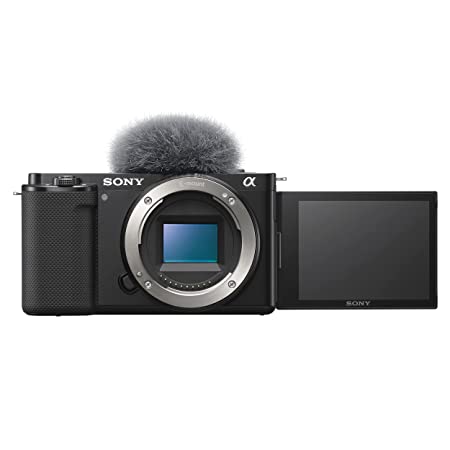 Sony Alpha ZV-E10 24.2 Mega Pixel Interchangeable-Lens Mirrorless vlog Camera, Made for Creators (APS-C Sensor, Advanced Autofocus, Clear Audio, 4K Movie Recording) Body Only – Black, Compact