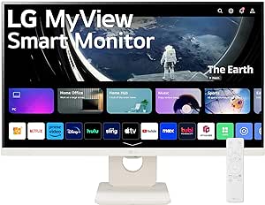 LG 25SR50F-W MyView Smart Monitor 25-Inch (1920x1080) IPS Display, webOS Smart Monitor, ThinQ Home Dashboard, ThinQ App, Remote Control, 5Wx2 Speakers, AirPlay 2 Screen Share Bluetooth, White