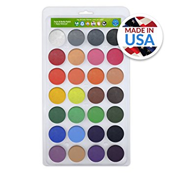Vegan Face Paint Kit - TOP 28 Color Palette - Face Paints 280 FULL FACES (Volume Painting) - Made in the USA - Hypo-allergenic, Paraben Free - 100% Satisfaction Guaranteed!